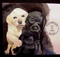 painting of two puppies